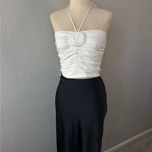 White flower Halter Top